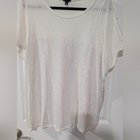 Torrid White Cotton Modal Slub + Clip Dot Print Fabric Mixed Dolman Tee Size 2 - Picture 6 of 10